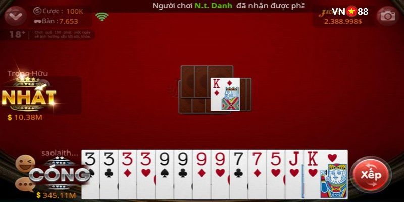 Hướng dẫn đặt cược tại sảnh game bài TLMN VN88